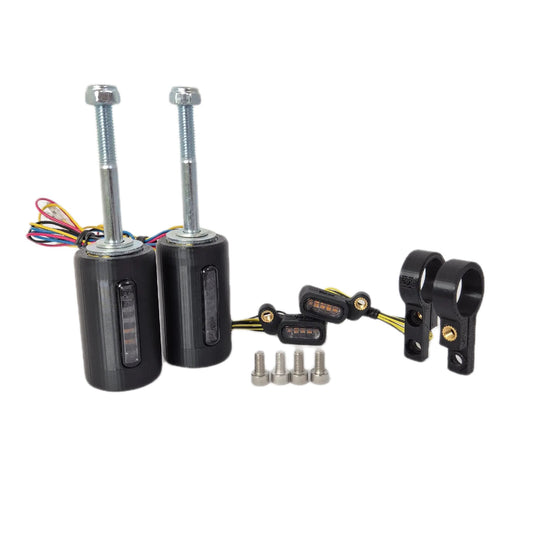 LED Blinker Set, 2x Lenkerblinker E-geprüft, 2x 4in1 Sturzpads, 12V, getönt