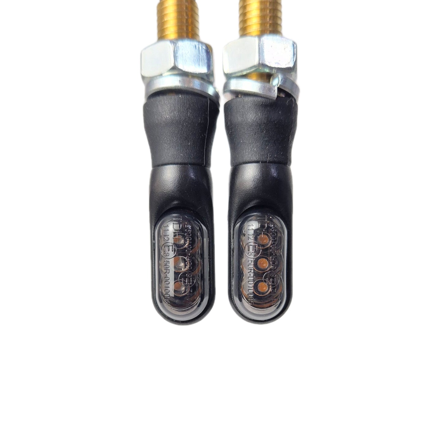 2x LED Miniblinker, universal schwarz + getönt, E-geprüft, 12V Blinker