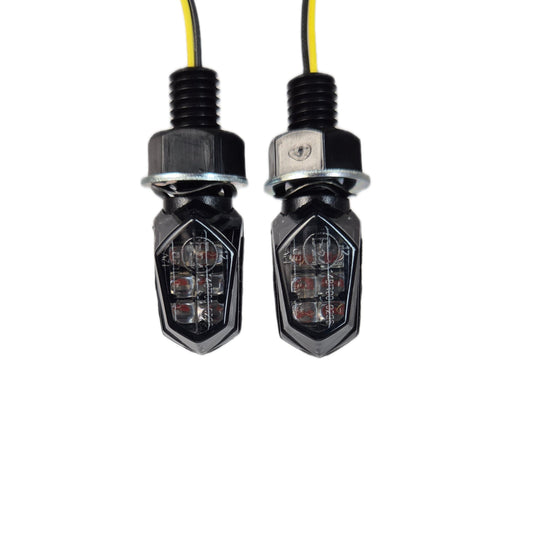 2x Tiny LED Indicator, universal schwarz + getönt, E-geprüft, 12V Blinker, Vorn & Hinten