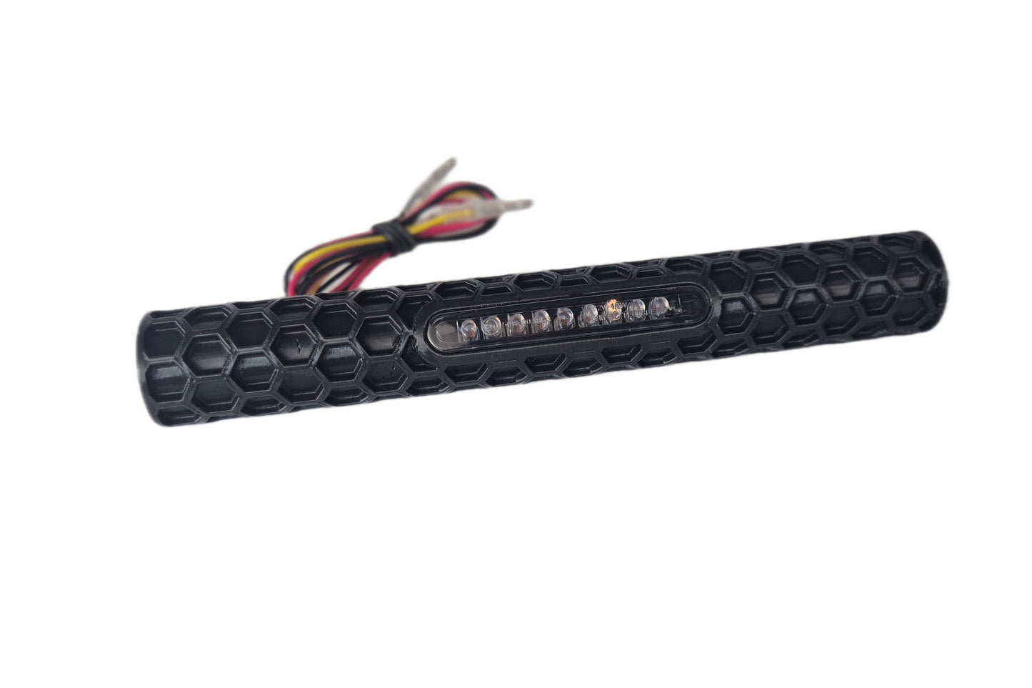Aufbockstrebe mit Rück- und Bremslicht, Waben Optik, Schwarz + Getönt, 12V LED